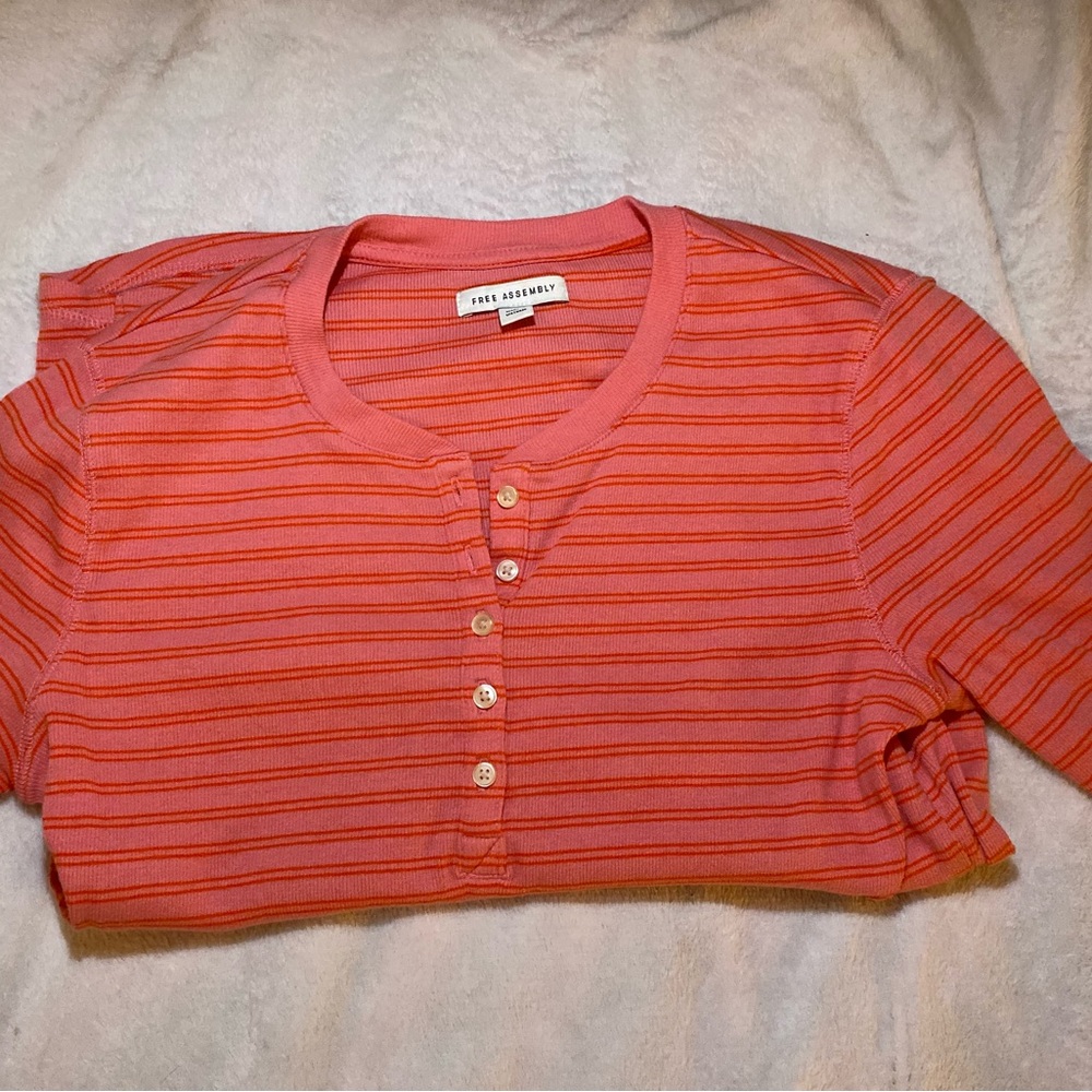 Striped button up top